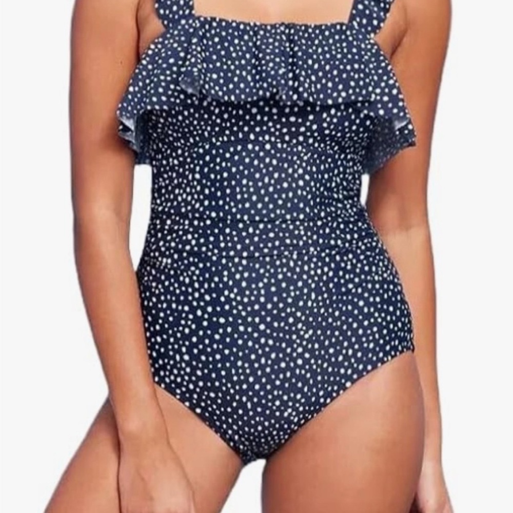 Kona Sol Navy Polka Dot Swimsuit